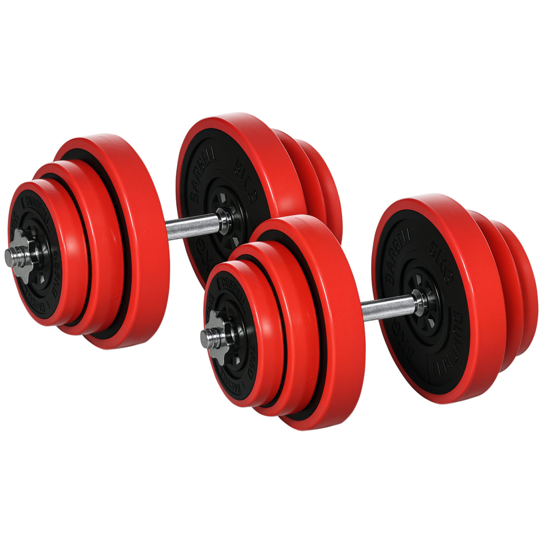 Set Manubri Palestra con Pesi da 40kg rivestiti in Gomma, in Metallo e Sabbia di Ferro, 45x26x26 cm, Rossa