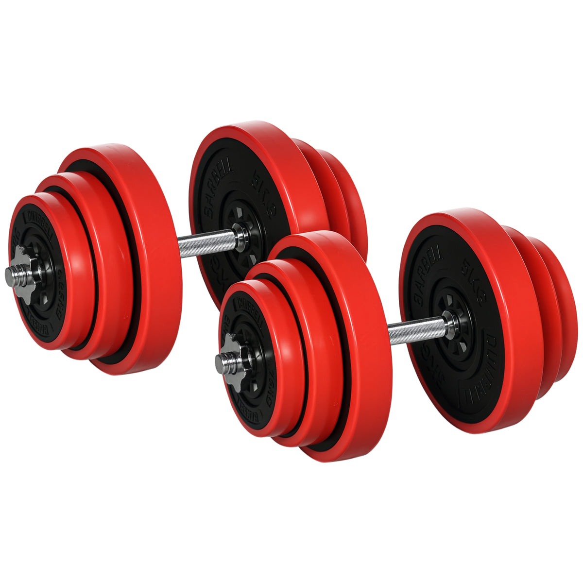 Set Manubri Palestra con Pesi da 40kg rivestiti in Gomma, in Metallo e Sabbia di Ferro, 45x26x26 cm, Rossa
