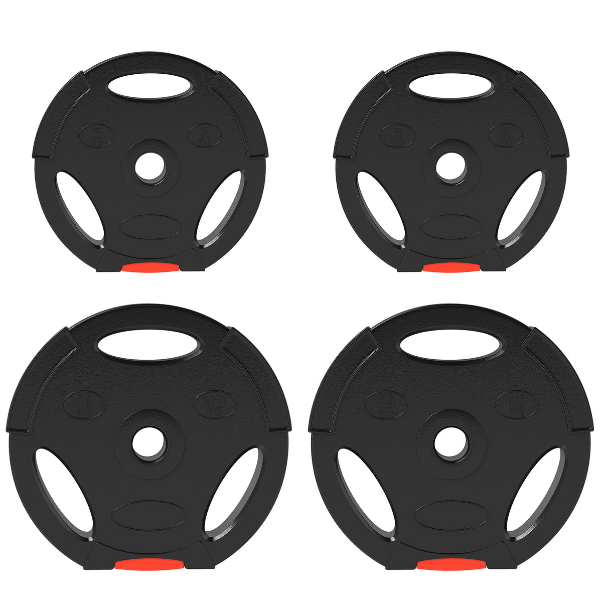 Kit Pesi con 2 Dischi da 10 kg e 2 Dischi da 5 kg in Polipropilene e Sabbia, 34x6 cm e 27x4.5 cm, Nero