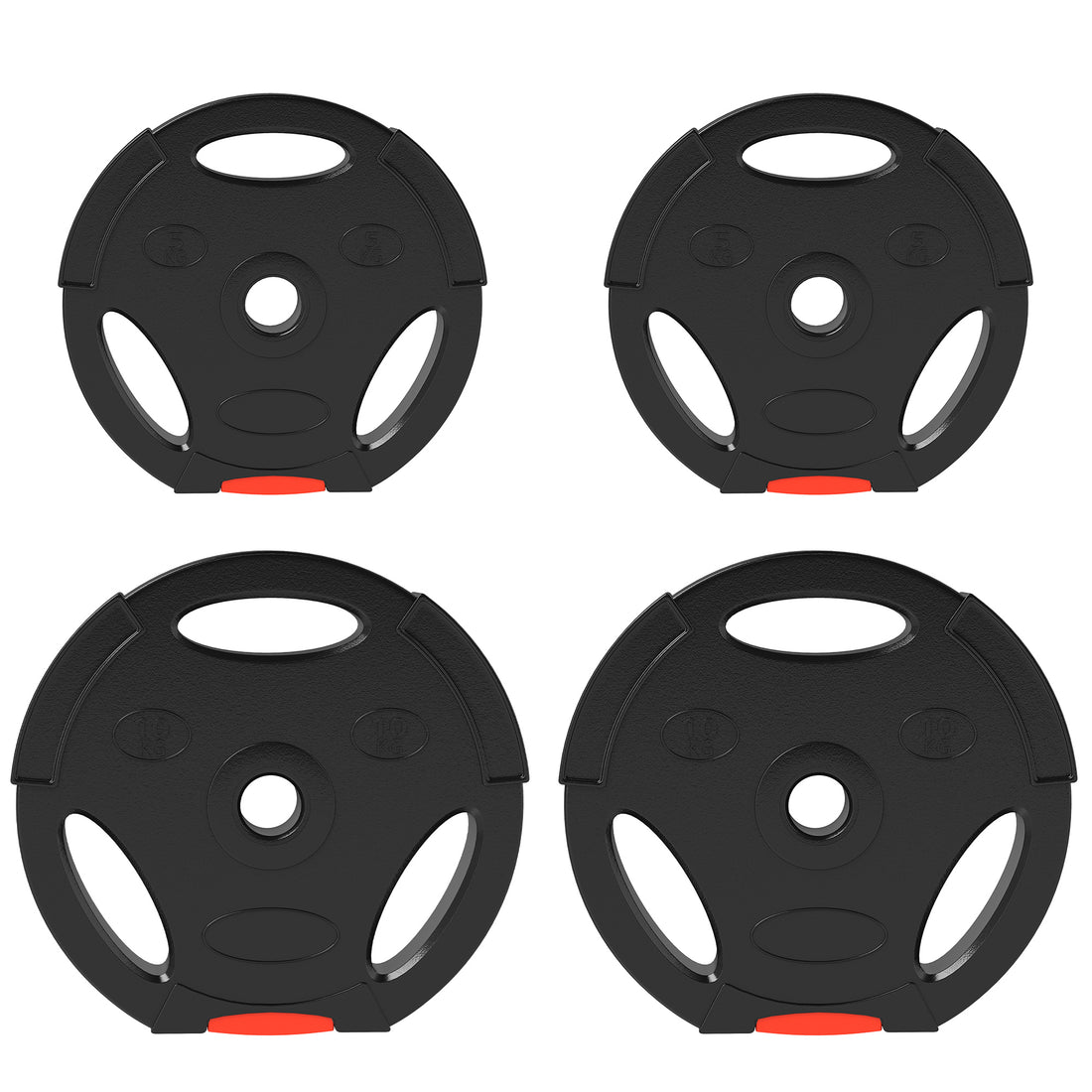 Kit Pesi con 2 Dischi da 10 kg e 2 Dischi da 5 kg in Polipropilene e Sabbia, 34x6 cm e 27x4.5 cm, Nero