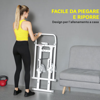 Stepper Vertical Climber Pieghevole con Impugnatura Regolabile, Pedali Antiscivolo e Monitor LCD, Bianco