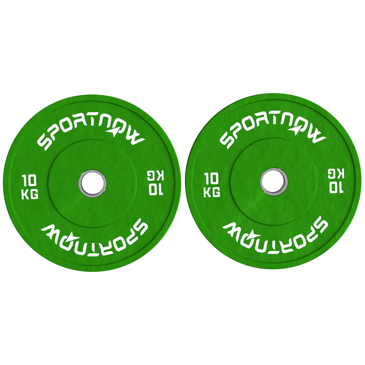 Set 2 Dischi Pesi da 10kg in Gomma con Foro da 2"/5 cm per Manubri e Bilancieri, Verde