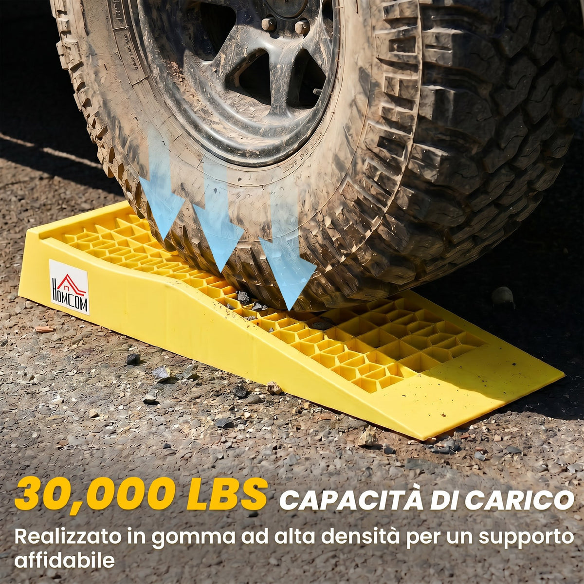 Set 2 Rampe di Carico in Plastica per Auto con Capacità 3 Tonnellate e Superficie Antiscivolo, Giallo