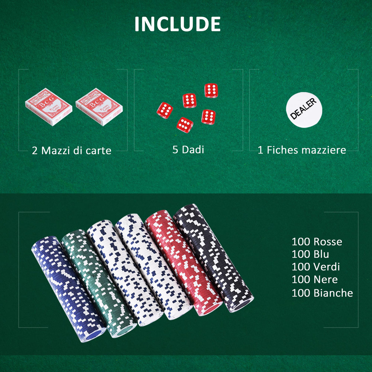Valigetta Poker Professionale in Alluminio, Set Poker con 500 Fiches e 2 Mazzi per Texas hold&