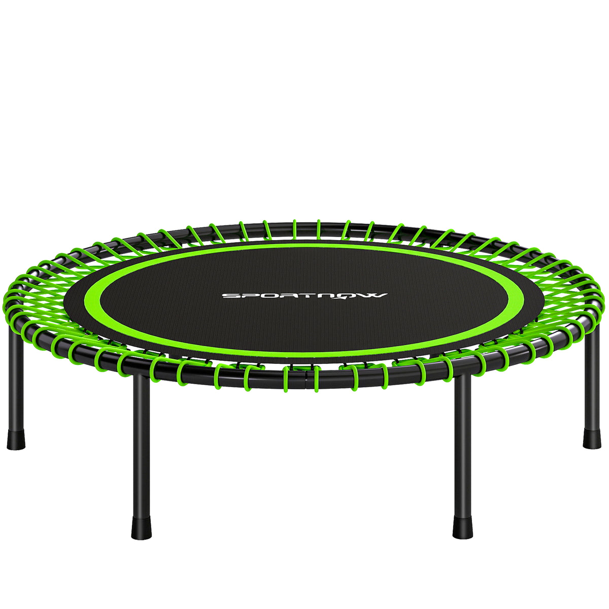 Trampolino Elastico Fitness a 36 Corde in Acciaio e PP, 114x31 cm, Verde