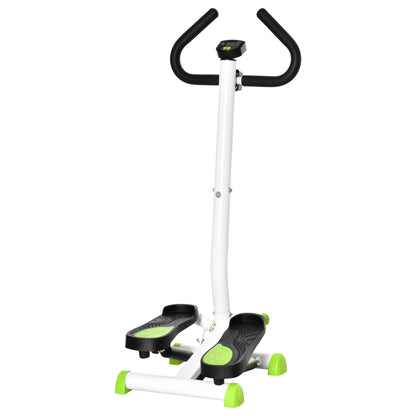 Stepper con Manubrio, Pedali Antiscivolo e Monitor LCD, in Acciaio e ABS, 55x44x108 cm, Bianco Nero e Verde