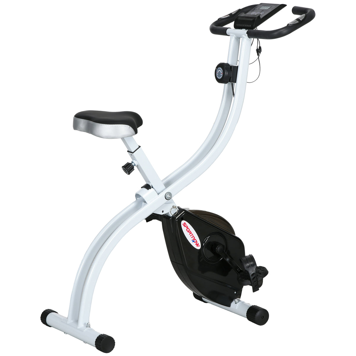 Cyclette Magnetica Pieghevole a 8 Livelli di Resistenza con Seduta Regolabile, in Acciaio, 97x43x110 cm, Nero