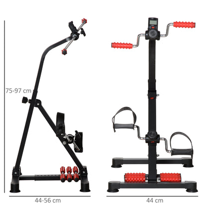 Pedaliera per Braccia e Gambe con Schermo LCD, Altezza e Resistenza Regolabile, 56x44-56x75-97 cm