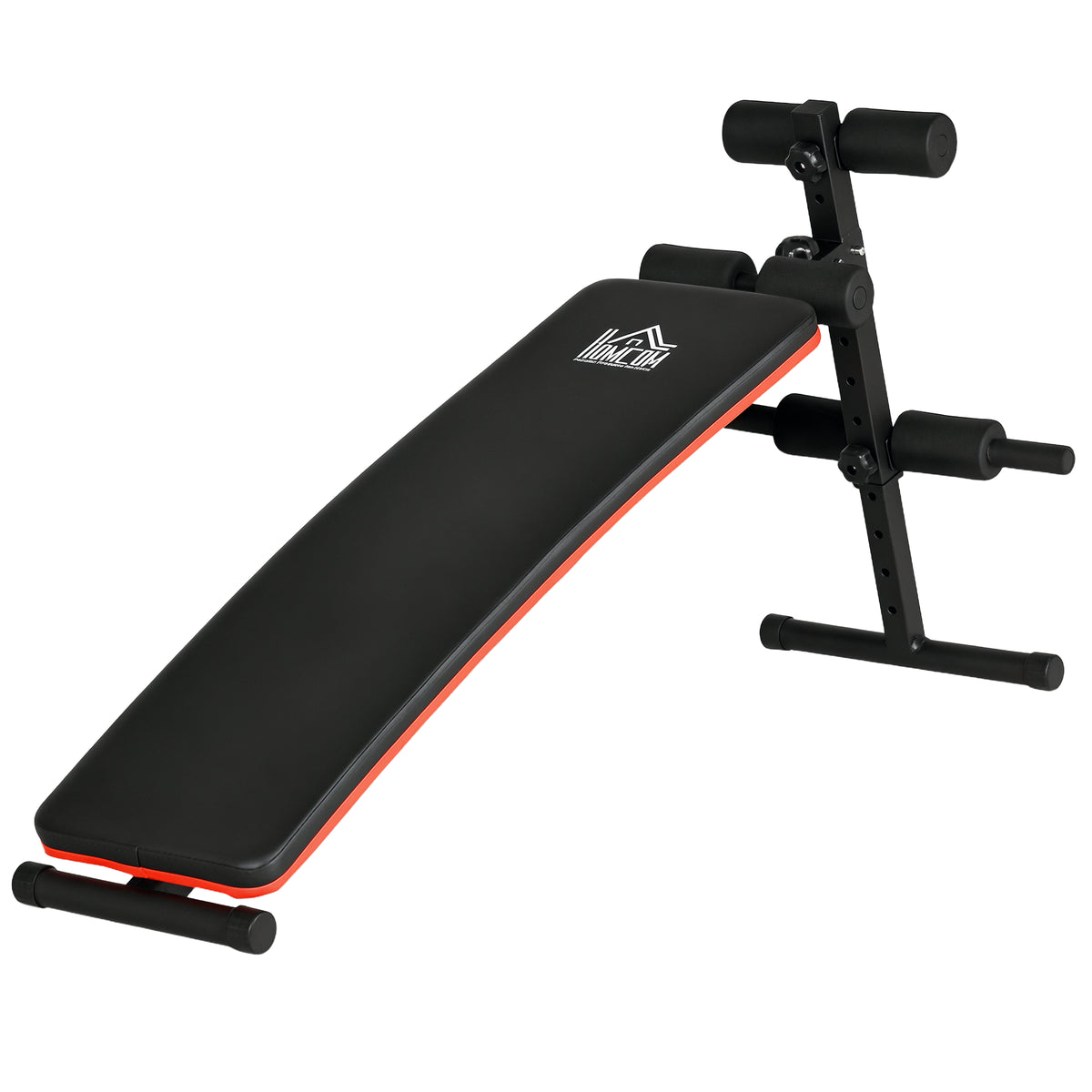 Panca per Addominali Pieghevole e Regolabile con Schienale Imbottito, 47x139x51-69cm, Nero e Rosso