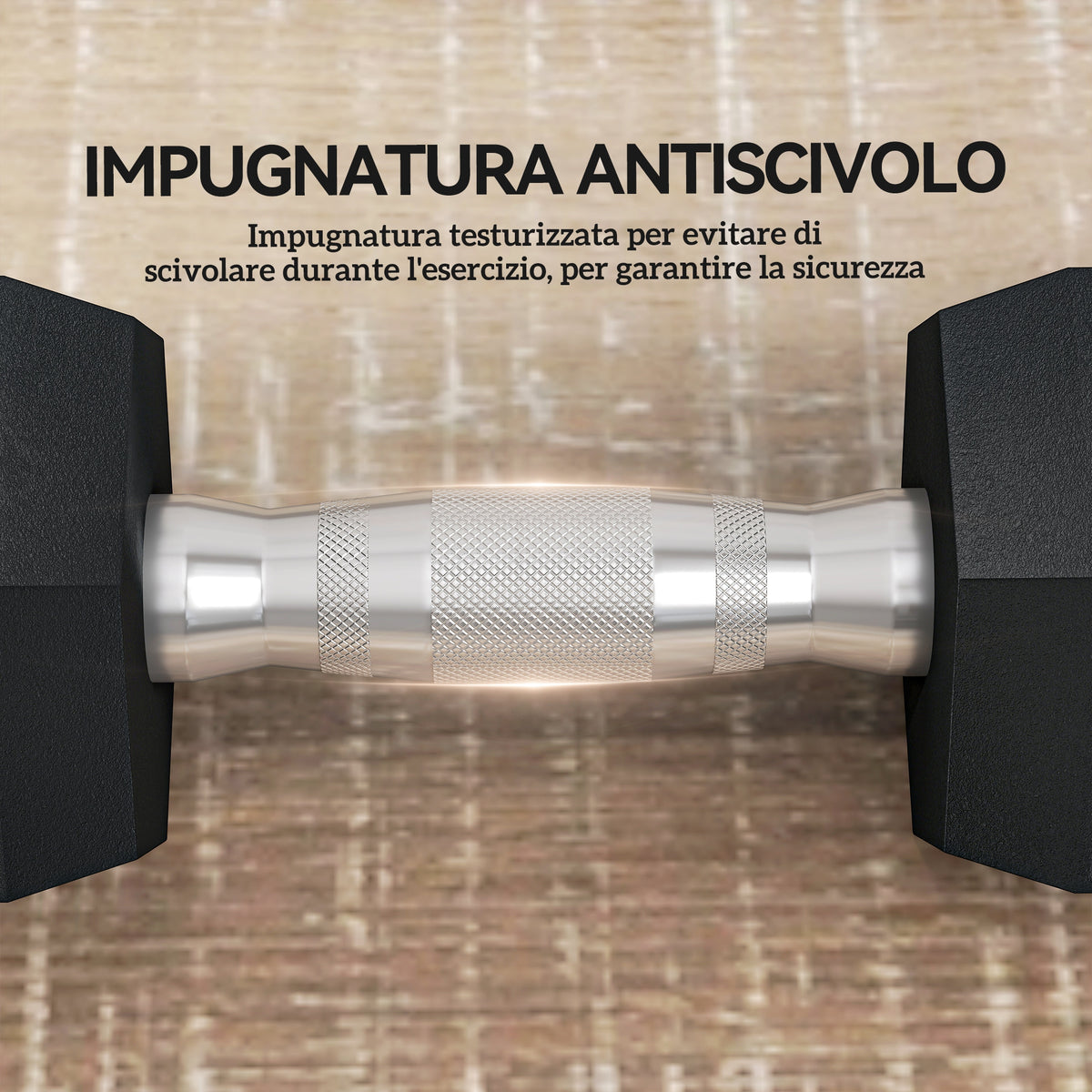 Set di 2 Manubri da 6 kg Esagonali con Presa Antiscivolo e Rivestimento in Gomma, Nero