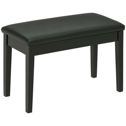 Sgabello per Pianoforte con Vano Contenitore in Legno e Finta Pelle PU, 75x35x49cm, Nero