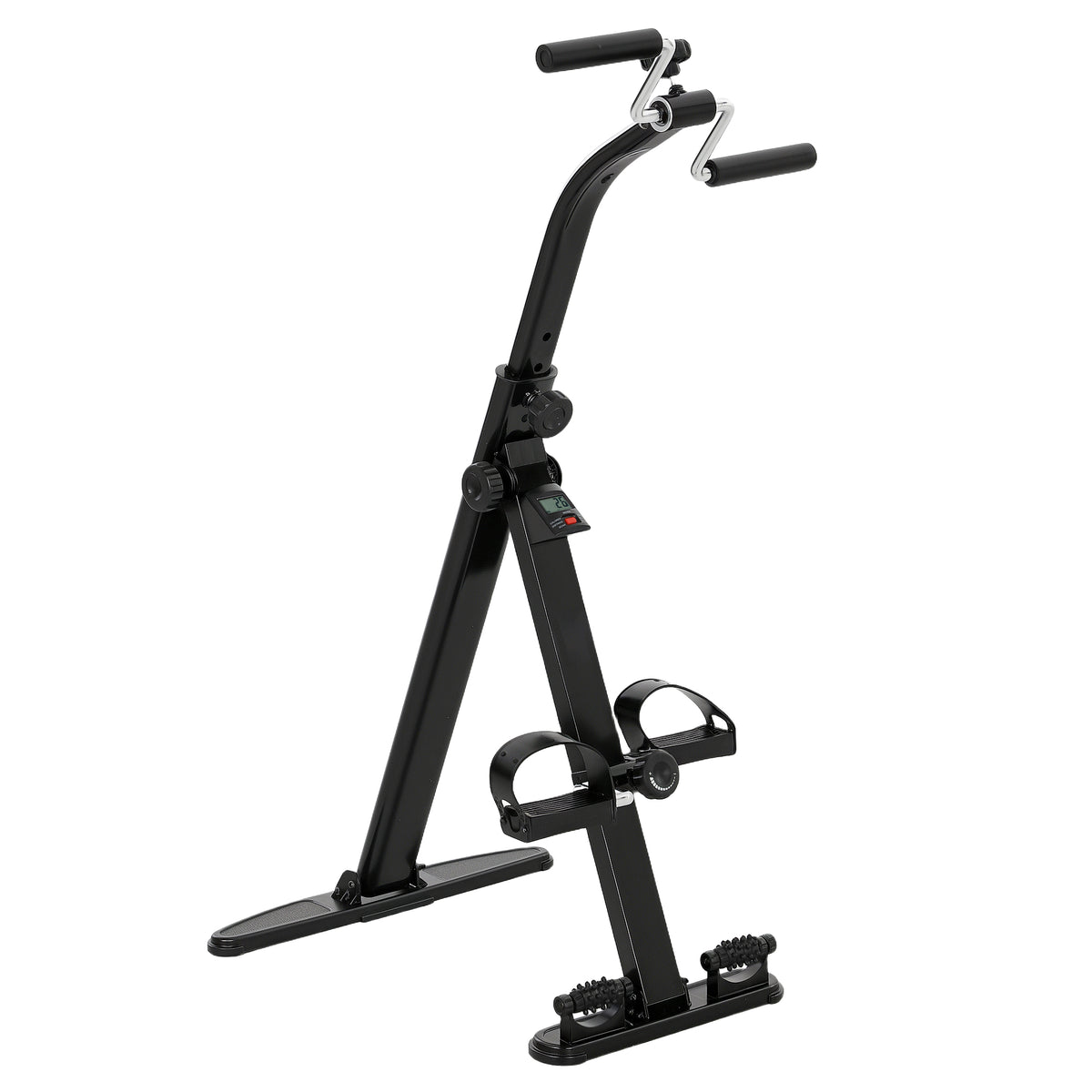 Cyclette per Riabilitazione Gambe e Braccia Pieghevole, Schermo LCD e Altezza Manubrio Regolabile, Nero