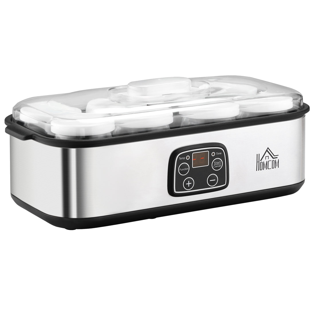 Yogurtiera Elettrica 25W con 8 Vasetti Inclusi, Timer 1-48 Ore e Temperatura Regolabile 20-50C, 36x18.8x14cm, Argento