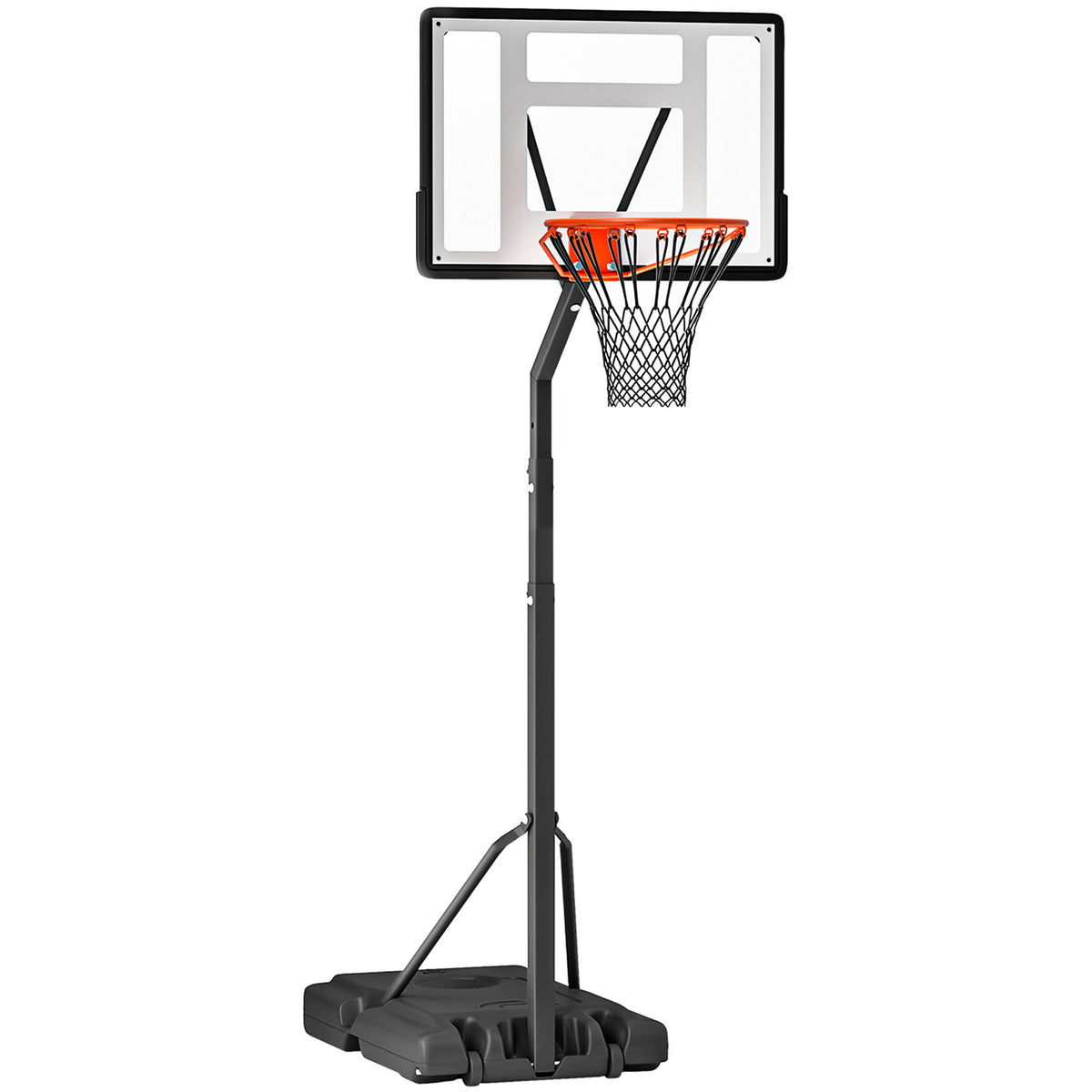 Canestro Basket per Adulti con Altezza Regolabile 302-352cm, Struttura in Acciaio, PE e PVC, Nero
