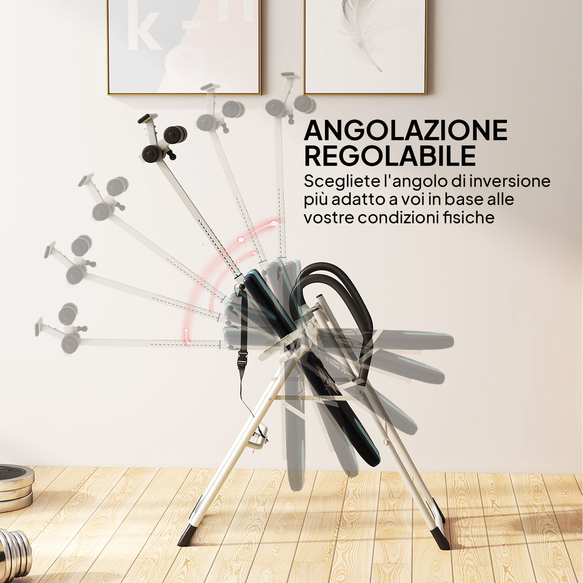 Panca a Inversione Gravitazionale Professionale Imbottita, Tavola di Inversione in Acciaio, 65x112-142x126cm