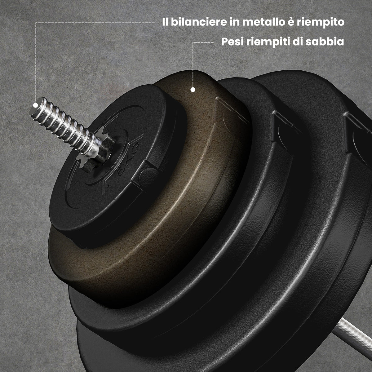 Set Bilanciere e Dischi da 70 kg totali con 8 Pesi, Regolabile e Antiscivolo, Nero
