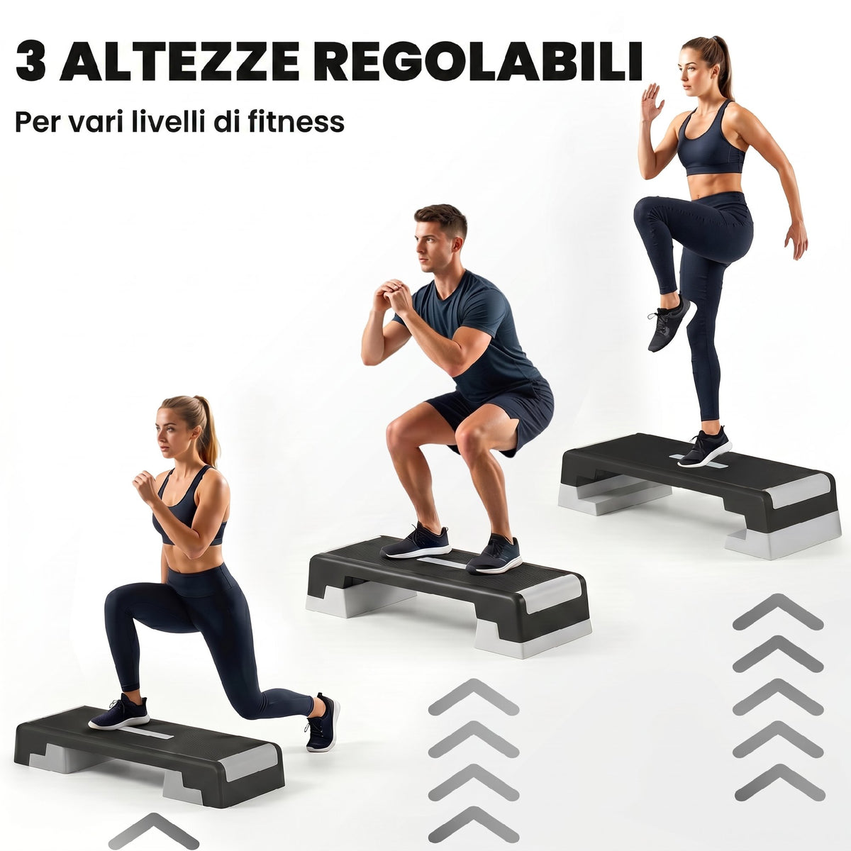 Stepper Aerobico Regolabile, Altezza 15/20/25 cm con Supporti