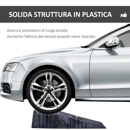 Set 2 Rampe per Auto in Plastica con Carico Massimo 5 Tonnellate, 91x30x21 cm, Nero