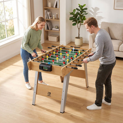 Calcio Balilla, Tavolo 121 Cm, 22 Giocatori, Segnapunti Manuali, Legno Naturale