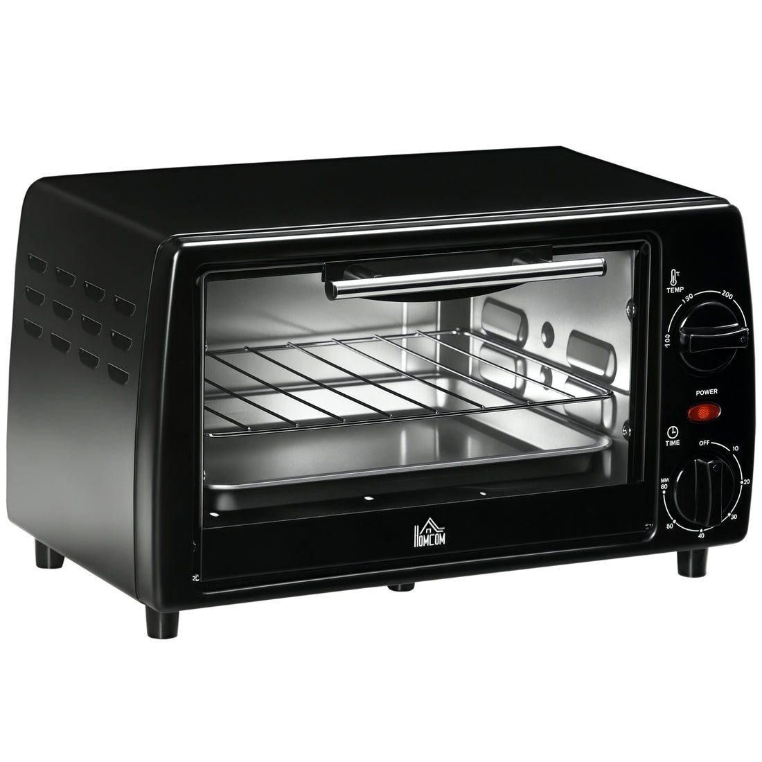 Fornetto Elettrico 10L da 750W con Temperatura Regolabile e Timer, 36.5x26x22 cm, Nero