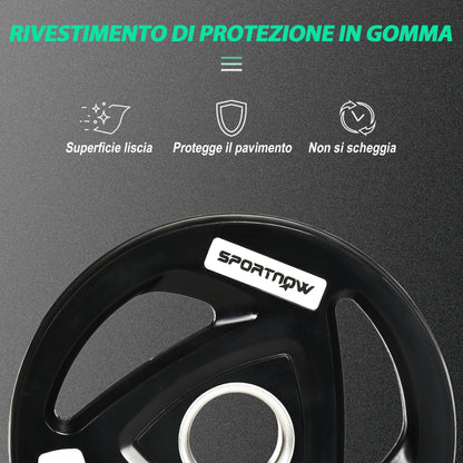 Set di 2 Dischi Pesi in Acciaio con Rivestimento in Gomma per Bilanciere