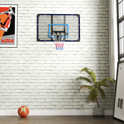 Canestro Basket da Muro con Tabellone Infrangibile e Cerchio in Acciaio, 113x61x73 cm