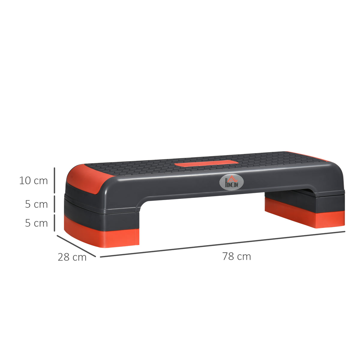 Step Fitness per Aerobica Regolabile su 3 Altezze 10-15-20 cm in Plastica, Nero e Rosso