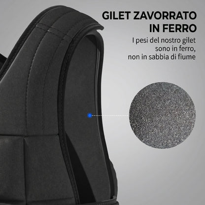 Giubbotto Zavorrato 10kg Unisex 38 Pesi Singoli, Imbottitura, Chiusure con Velcro, Nero