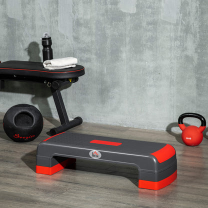 Step Fitness per Aerobica Regolabile su 3 Altezze 10-15-20 cm in Plastica, Nero e Rosso