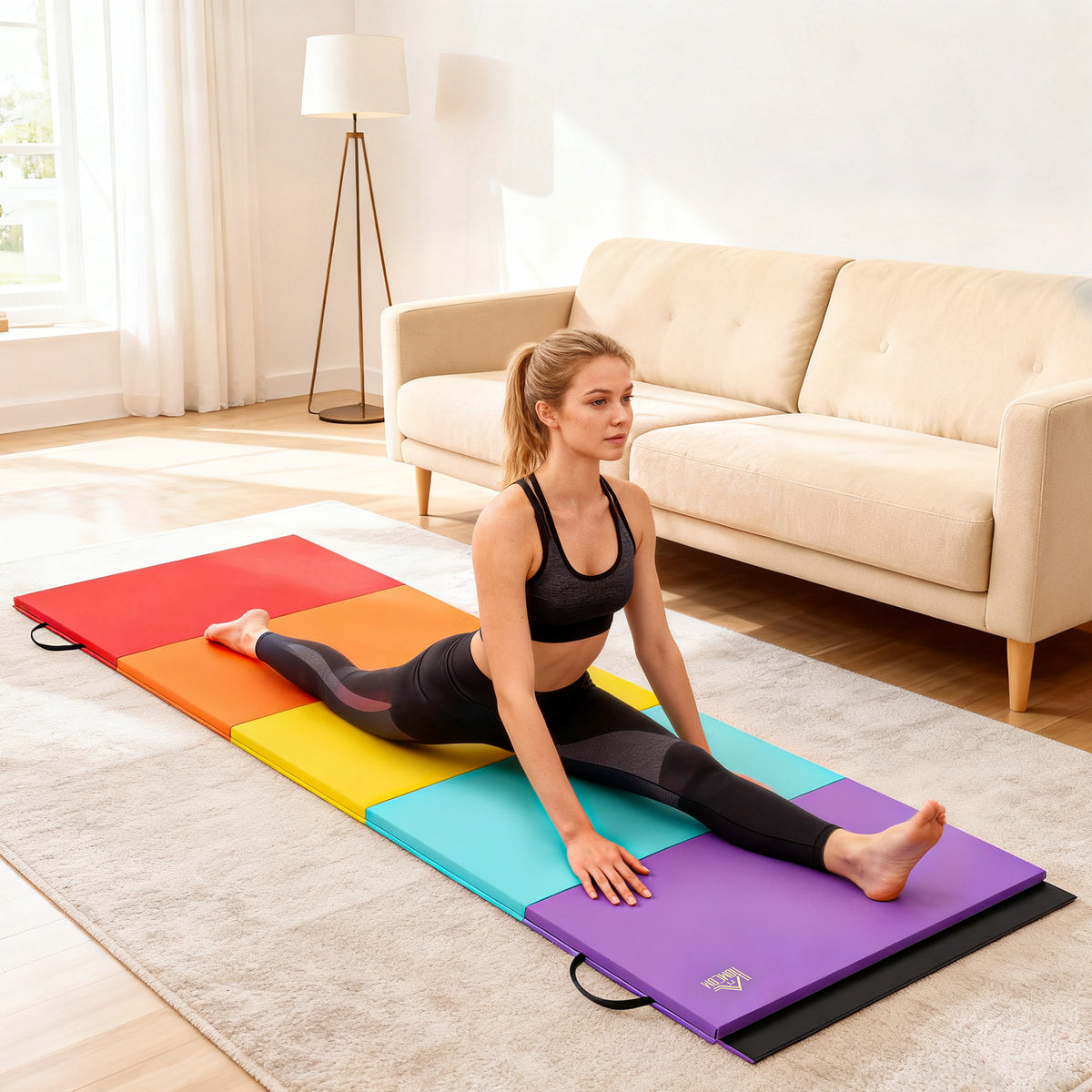Tappetino Fitness per Palestra e Casa, 5 Pannelli Pieghevoli, 195x76x3cm