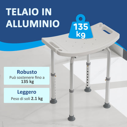 Sgabello Sedile Sedia per Doccia Bagno, Antiscivolo, Altezza Regolabile