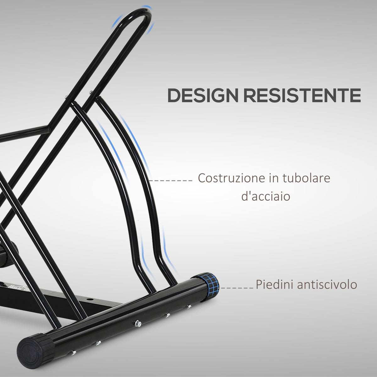 Rastrelliera da Terra per 2 Biciclette con Pneumatici fino 6.5 cm, Telaio Orientabile in Acciaio Nero, 60x54x57cm