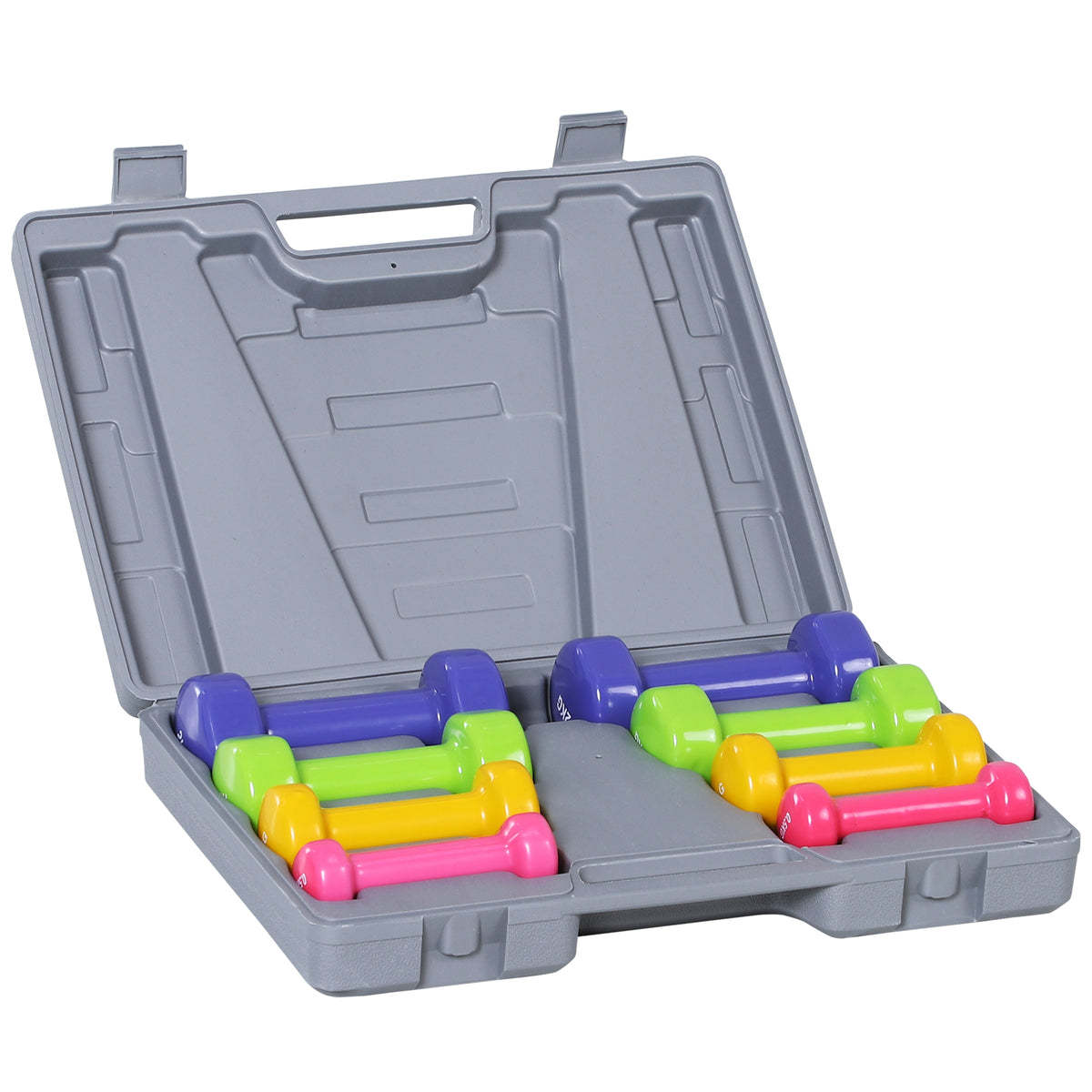 Manubri Pesi, Set Manubri Palestra da 10kg con Valigetta 4 Paia di Manubri Colorati (2x0.5kg, 2x1kg, 2x1.5kg, 2x2kg)