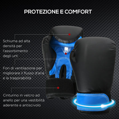 Set Sacco da Boxe da Appendere con Guantoni, Sacco per Pugilato a 3 Strati con Borsa di Trasporto, Blu