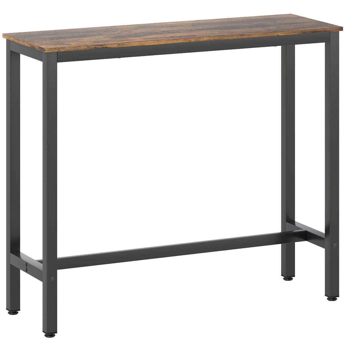 Tavolo Bar Alto e Rettangolare in Stile Industriale, in Acciaio e Legno, 120x40x100 cm Marrone Rustico