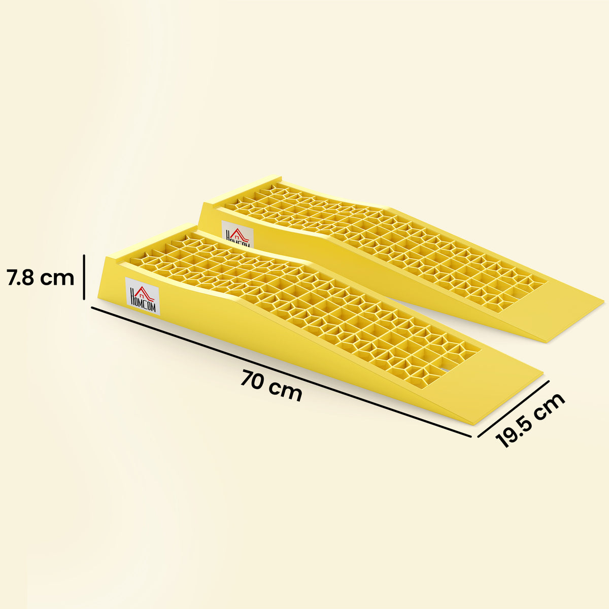 Set 2 Rampe di Carico in Plastica per Auto con Capacità 3 Tonnellate e Superficie Antiscivolo, Giallo