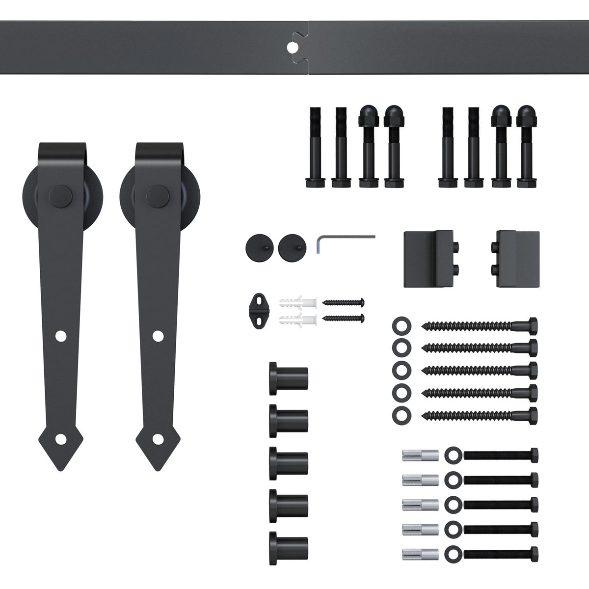 Kit Binario per Porta Scorrevole Singola Stile Rustico in Acciaio al Carbonio, Marrone