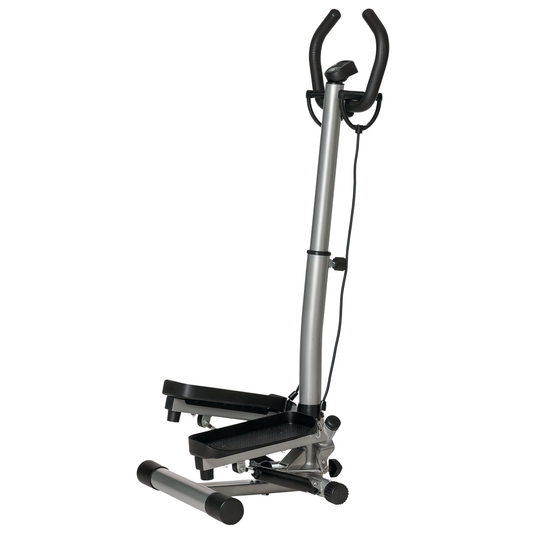 Stepper con Manubrio Regolabile, Monitor LCD ed Elastici, 55x53x118-128cm, Nero