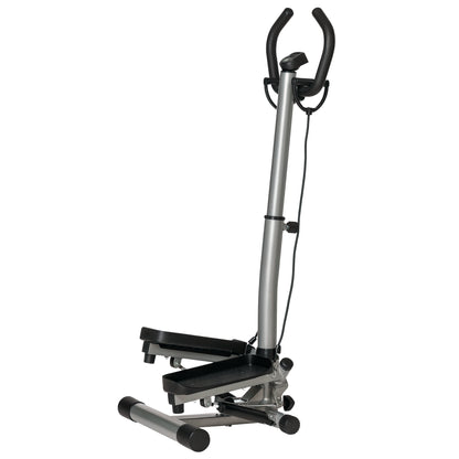 Stepper con Manubrio Regolabile, Monitor LCD ed Elastici, 55x53x118-128cm, Nero