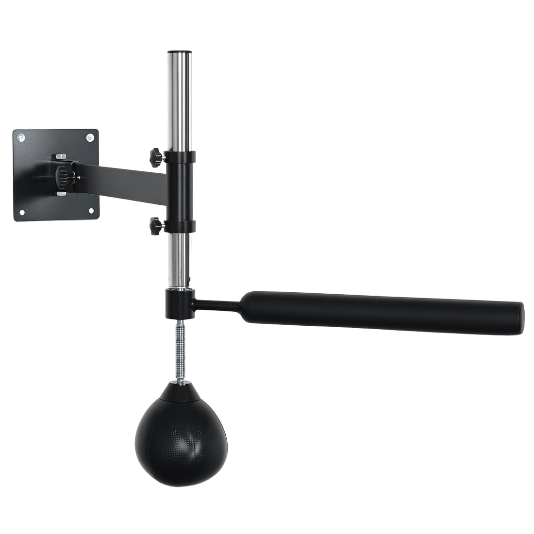 Speed Bag a Parete per Boxe e MMA ad Altezza Regolabile con Asta, in Acciaio e PU, 79x72x20 cm, Nero