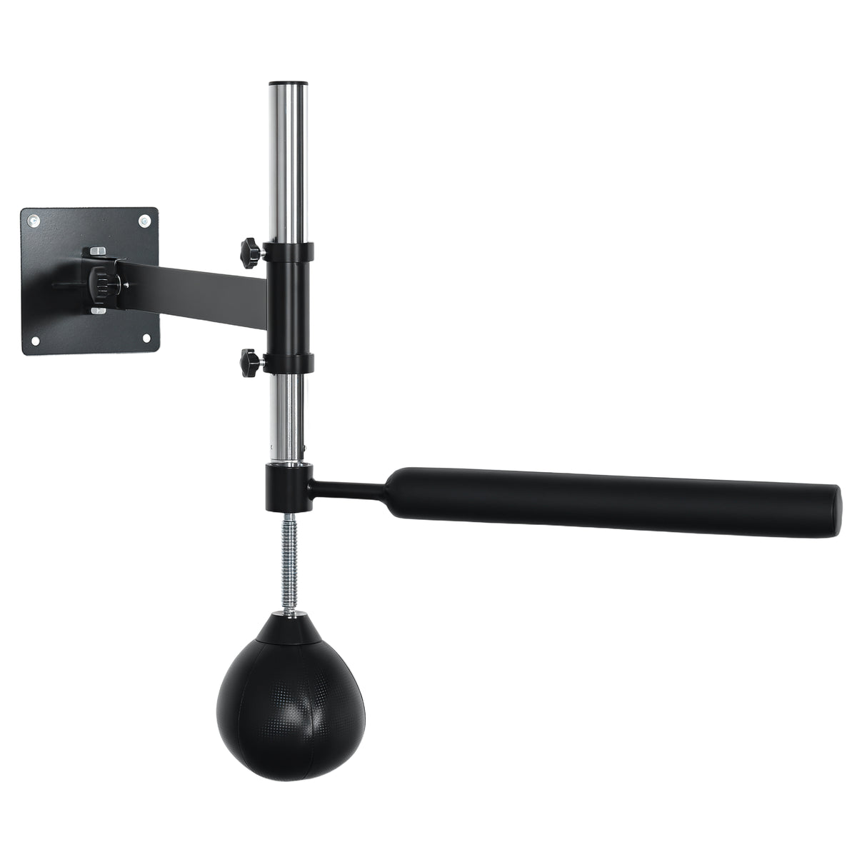 Speed Bag a Parete per Boxe e MMA ad Altezza Regolabile con Asta, in Acciaio e PU, 79x72x20 cm, Nero