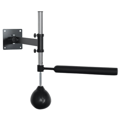 Speed Bag a Parete per Boxe e MMA ad Altezza Regolabile con Asta, in Acciaio e PU, 79x72x20 cm, Nero