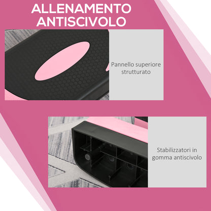 Step Fitness da Aerobica Regolabile su 3 Altezze, in Plastica, 80x31x10/15/20 cm, Rosa