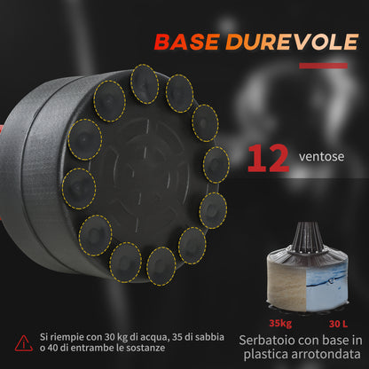 Sacco da Boxe ad Altezza Regolabile con Punching Ball e Base Riempibile, 88x48x155-205 cm, Rosso e Nero