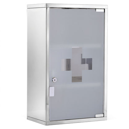 Armadietto medicinali 50x30x18cm Cassetta mobile bagno primo soccorso in acciaio inox con serratura