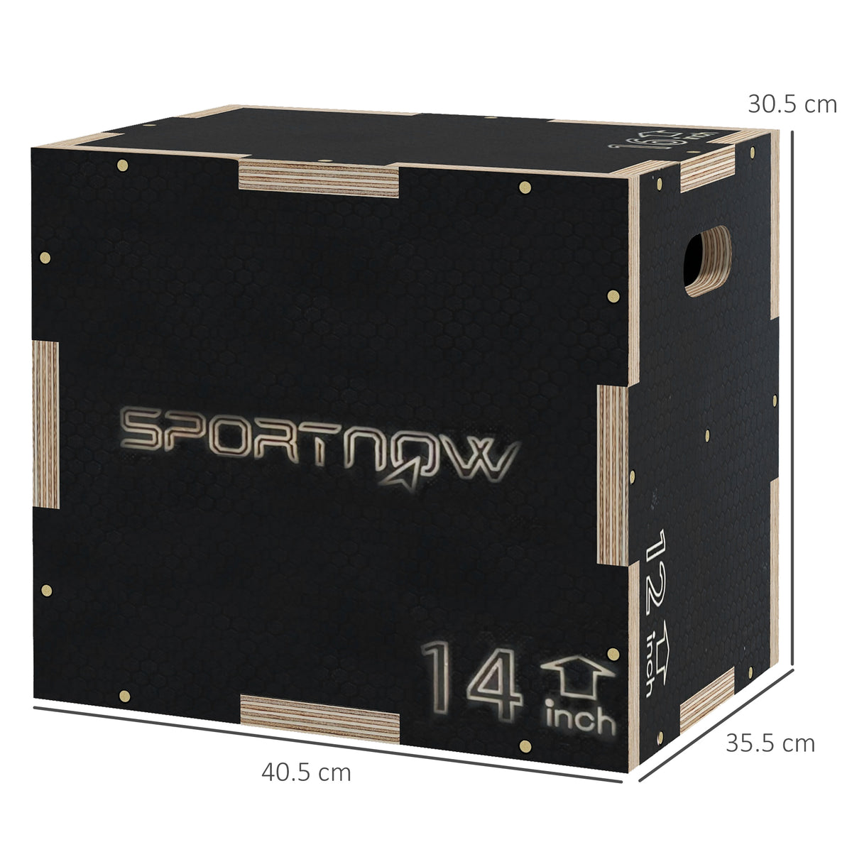Box Jump Pliometrico a 3 Altezze in Legno Antiscivolo, 41-36-31cm, Nero