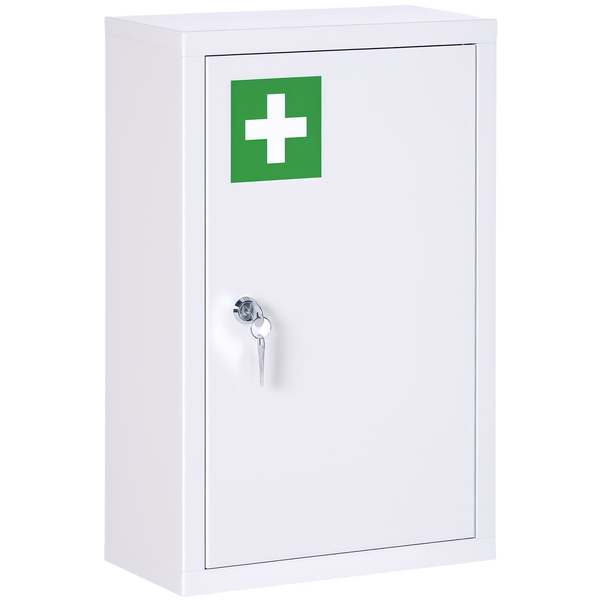Armadietto Medicinali a 3 Ripiani in Acciaio Inox con 2 Chiavi e Montaggio a Parete, 30x14x46 cm, Bianco