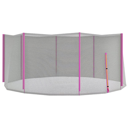 Rete di Protezione per Trampolini a 8 Pali con Ingresso con Cerniera, in PE, 366x180 cm, Nero e Rosa