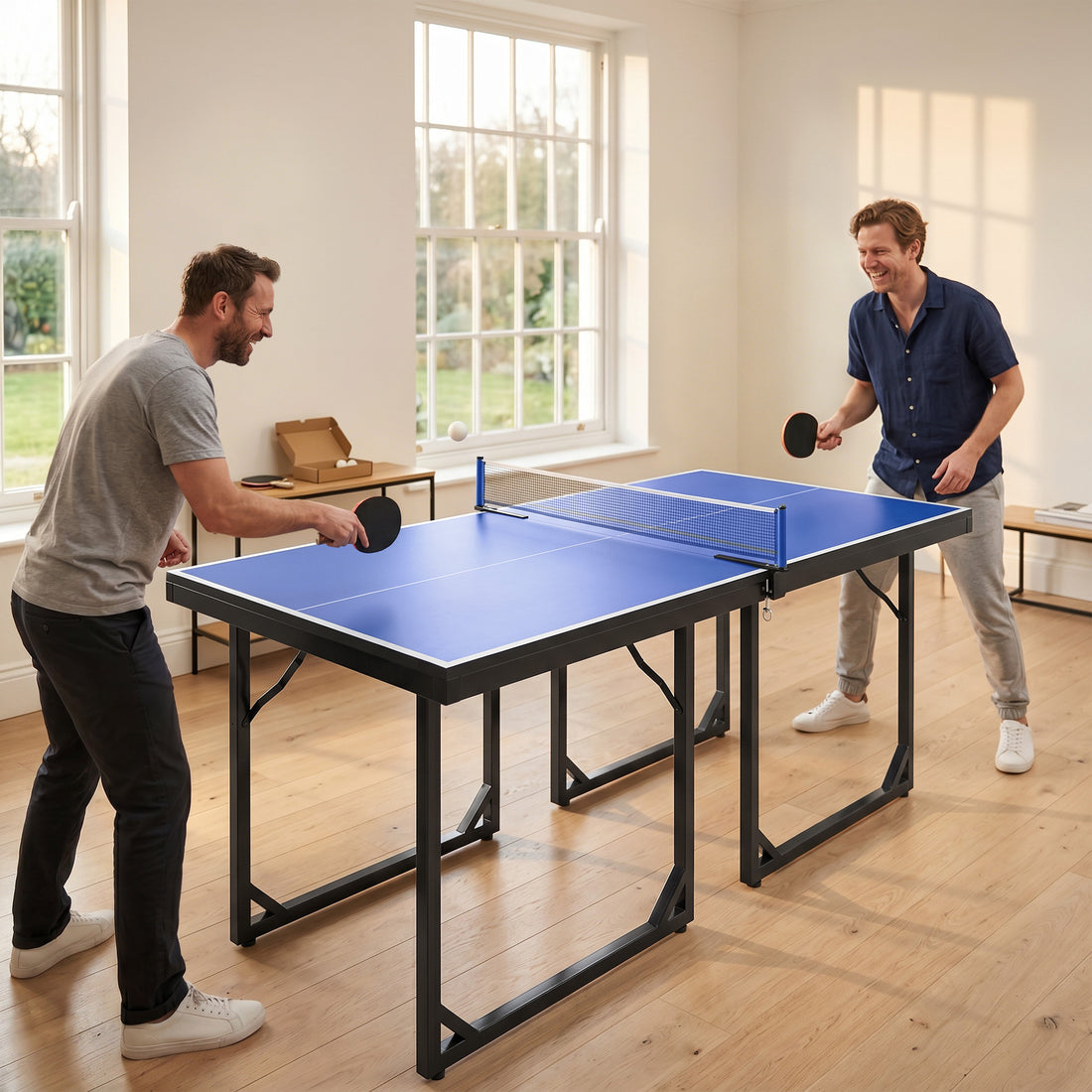 Tavolo da Ping Pong Pieghevole per Interni, Tavolo Ping Pong con Rete, Montaggio Non Richiesto, 182x91 cm, Blu e Viola
