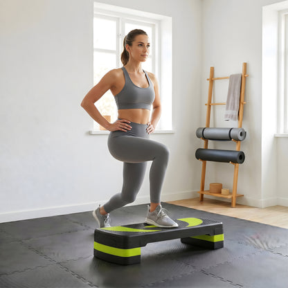 Stepper Fitness per Aerobica Regolabile su 3 Altezze da 10-15-20 cm, Verde e Nero